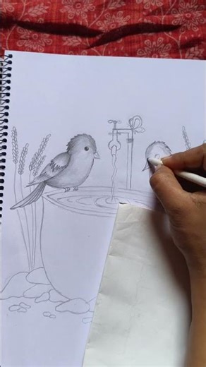 #how to draw easy bird scenery 🐦‍⬛