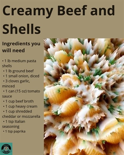 🍝 Creamy Beef and Shells 🥩 Silky, cheesy sauce wrapped around tender shells for the coziest family dinner! 💛 ✨ Main Ingredients: • Ground beef • Pasta shells • Heavy cream and cheese Full cozy pasta recipe in C.o.m.m.e.n.t.s 💬👇 | Kinsley Recipes