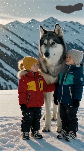 Beautiful Snowfall Moments with Kids and Husky 🐾❄️