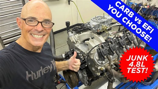 WHAT MAKES MORE HP ON A JUNKYARD 4.8L LS? CARBS OR EFI? EDELBROCK PERFORMER RPM & 750 v TRUCK EFI - BangShift.com