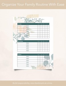 Kids Routine Daily Chores and Task Checklist Flowers | Canva | Template | PDF W/ Link - Etsy