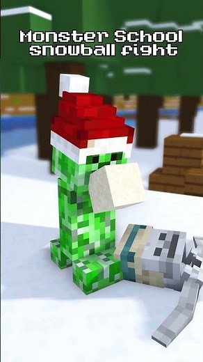 Monster School: Zombie and Skeleton Snowball fight | 3D Minecraft Animation