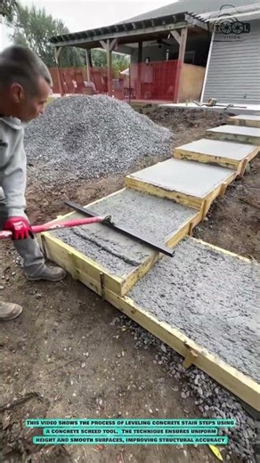 Concrete Screeding Tool: Rake for Even Distribution on Stair Forms