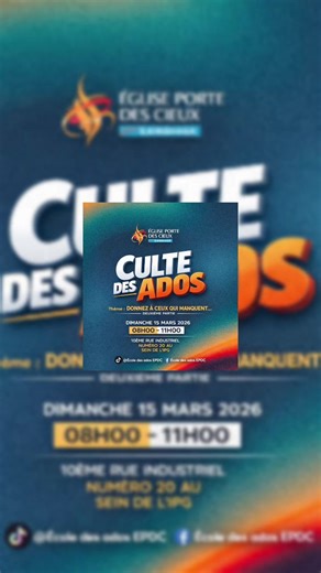 📖 Proverbes 3:27 Nous sommes dans une période de TZEDAKAH, décrétée par notre père le prophète Joël Francis Tatu, durant tout le mois de mars. Le thème : “Donnez à ceux qui manquent.” Dimanche passé, nous avons été puissamment édifiés… Et ce dimanche 15 mars, nous aurons la deuxième partie de ce message. Rappelons-nous : ✨ L’aumône est un droit pour le pauvre, mais un devoir pour le juste. 📅 Rendez-vous ce dimanche 15 mars. Ne manquez pas ce moment de grâce. #aumône #ados #Dieu #jesus #jft