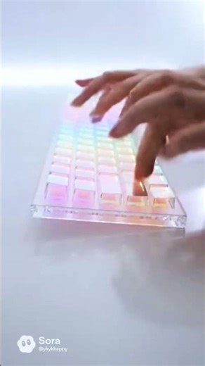 レインボーに光るキーボードをリズミカルにタイピングするASMR