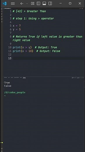 [43] Python Greater Than Operator | Codex People #coding #python #sorts