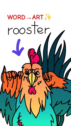 I Turn the Word ROOSTER into a Zodiac Animal 🐓 | Word-to-Art Drawing #shorts