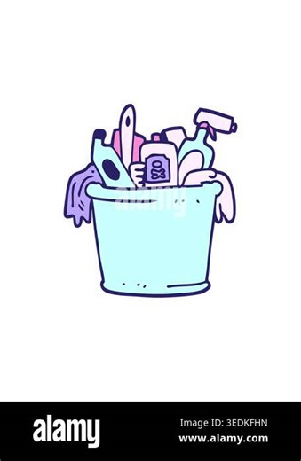 starburst effect animation of cartoon doodle house cleaning products Stock Video Footage - Alamy