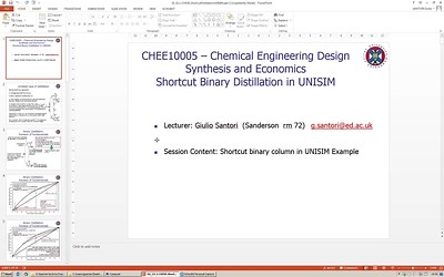 Short Cut Binary Distillation Column in UNISIM