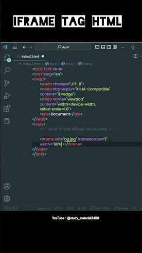 iframe tag in html| #how to use #iframe #tag #html #css #webdesign #shorts #youtube #trending #viral