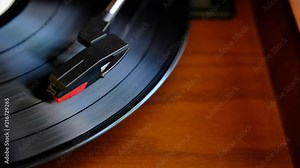 Vintage Video of Old Gramophone, playing a record, close up