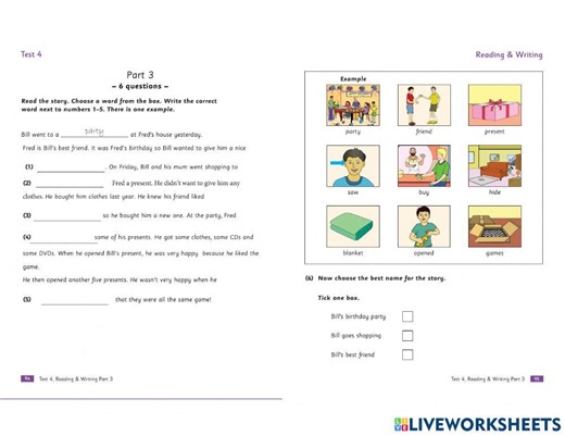Practice-Tests-Plus-Movers - Test 04 online exercise for
