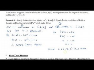 Calculus - Sec 3.2 The Mean Value Theorem