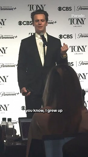 Jonathan Groff won best leading actor in a music for 'Merrily We Roll Along.'In the press room he shared a little about his upbringing. We def need to see pictures of baby Groff as Cinderella. https://parade.com/tv/tony-awards-2024 | PARADE Magazine