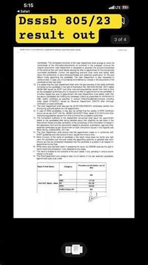Dsssb latest result update 805/23 🔥 DSSSB LATEST UPDATE 7000+ VACANCY 🚒 FIRE OPERATAR, SO #shorts