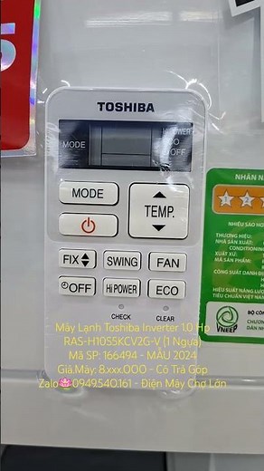 Máy Lạnh Toshiba Inverter 1.0 Hp RAS-H10S5KCV2G-V - Máy lạnh 1 Ngựa Toshiba Mẫu Mới Nhất