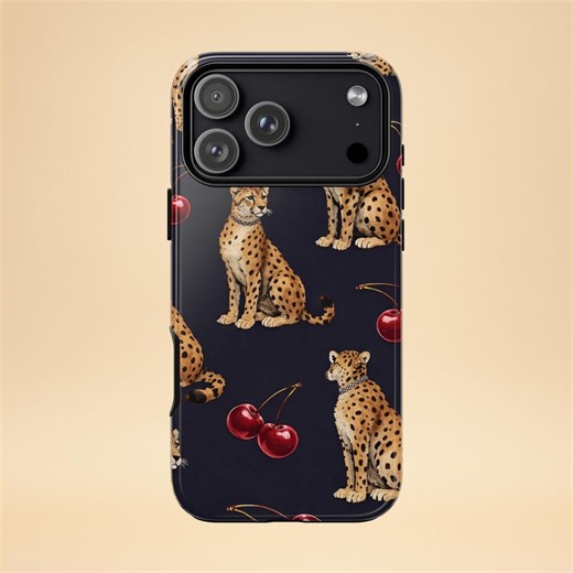 Cheetah Cherry Phone Case – Luxury Animal Print – iPhone & Samsung – Gift for Her   Free Wallpaper - Etsy