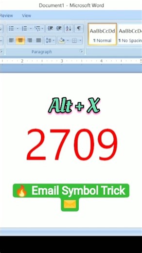 Email Symbol in MS Word | 2709 Alt+X Trick ✉️#msword #shortcut #unicode #wordtips #computer #symbols
