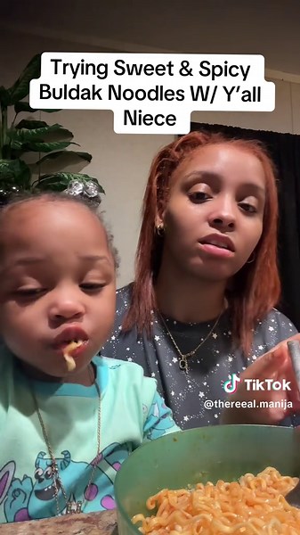 Trying Buldak Noodles Wit Yall Girl!!! She Liked Em Jus Was Hot! 😭😭😭😭💕 #fyp #fypシ #makemefamous #viraltiktok #foodreview