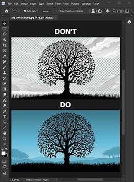 Easy Photoshop Tips: How to Detach and Change Complex Silhouette Tree Backgrounds! #shorts