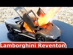 Burning My Lamborghini Reventon - The Car Is On FIRE - Just a Model Kids Toy Car