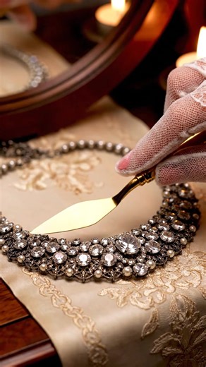 Antique diamond necklace ASMR transformation, rock to cream. #aismr #asmrsounds #softsounds #asmrcream #asmrcommunity