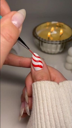 How to do candy cane nails 🧣🕯️☁️ #nailart #christmasnails #christmas #nailtrends