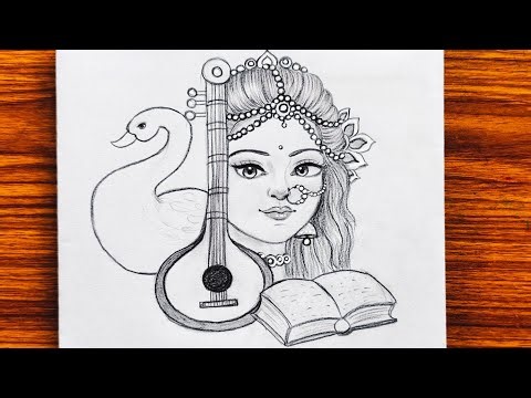 How to draw devi Saraswati | Maa Saraswati face drawing | Vasant Panchami drawing | Pencil sketch