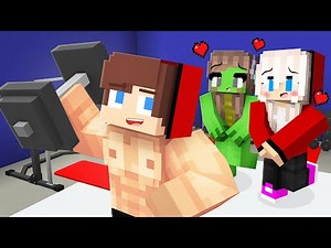 Mikey`s Girl and JJ`s Girl FELL in LOVE with STRONG JJ in the GYM in Minecraft - Maizen