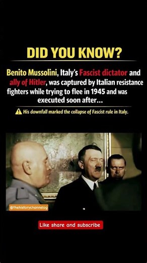 #ww2 Mussolini a italian dictator captured by his own men then executed