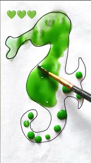 Creative Seahorse Art with 3D Paint Drops | Satisfying Painting Technique