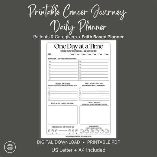 Faith-based Cancer Daily Planner, Prayer & Reflection (printable PDF, US Letter/a4) - Etsy