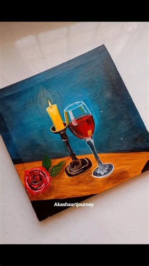 How to paint a wine glass with Candle🍷🖌️ #art #painting #shorts #akashaartjourney