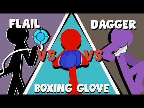 Supreme Duelist Stickman Animation: Flail vs Boxing Glove vs Dagger