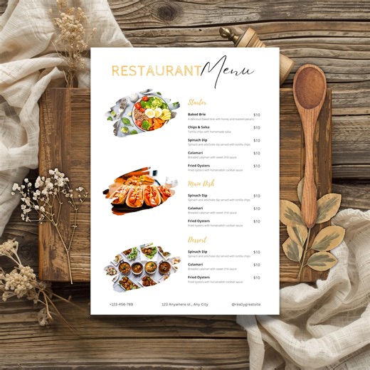 Editable Restaurant Menu Template | Printable Food Menu | Canva Menu Design,a4 & US Letter Digital Download - Etsy UK