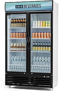 Procool 2-Door Display Refrigerator - 35.3 Cubic Ft, Energy Efficient, White Merchandiser Refrigerator With Glass Doors, White Interior & LED Lighting - Commercial Display Cooler
