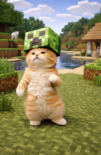 Cat dancing in Minecraft Server #cat #fyp #funnycats #viraldance #minecraft