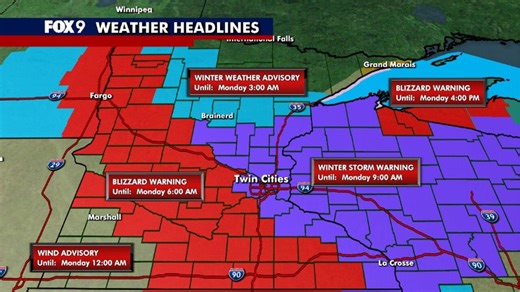 MN weather: Blizzard, winter storm warnings Sunday