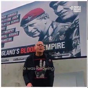 Eamonn McCann speaking at the coronation protest at Free Derry Wall today for the unveiling of the Bloody Sunday March Committee banner. #NotOurKing #DownWithTheCrown | Eamonn McCann