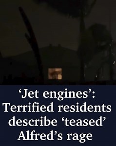 Queenslanders have described ‘insane’ horizontal rain, wind sounding like a freight train and even ‘red and green’ lightning in the skies as Tropical Cyclone Alfred hit 👉 https://bit.ly/3DrQXoj | Albert & Logan News