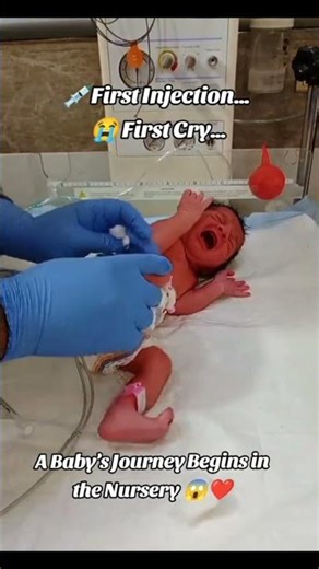 first injection to a neonate. a baby journey become from NICU