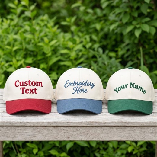Custom Embroidered Baseball Hat: Vintage Style 2-tone Cap - Etsy