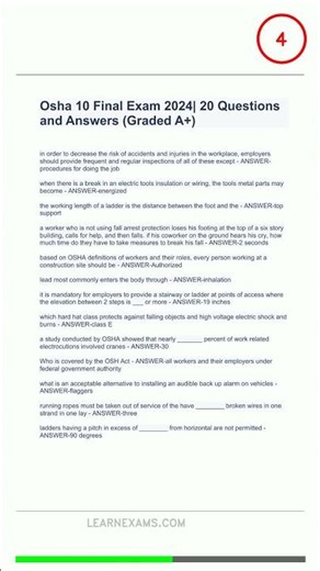 Osha 10 Final Exam 2024 20 Questions And Answers G