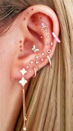 One Ear, 20+ Piercings… Can You Handle This Look? 😳🔥#PiercingGoals #Shorts