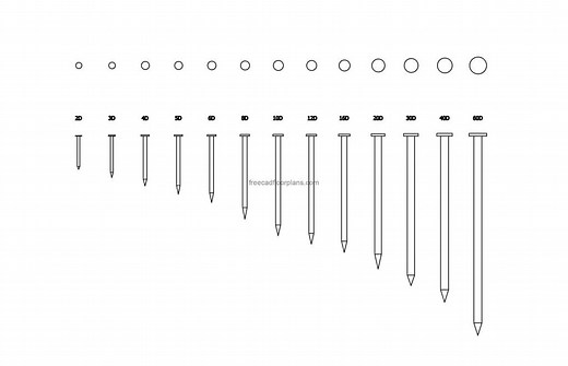 Nails, AutoCAD Block - Free CAD Drawings