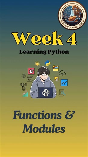 Deeksha | Week 4 of my Python journey 🚀 From functions to modules, this week was all about writing clean, reusable, powerful code 💪 📌 Covered:... | Instagram