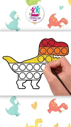 🦖Draw Fun Pop It Dinosaur Drawing– Step by Step! ✏️ #shorts #youtubeshorts #drawing #chikiarthindi