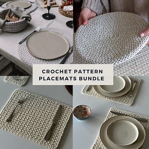 Crochet Placemats Pattern Set, Round & Rectangular Table Mats PDF, Modern Minimalist Home Decor Beginner Friendly - Etsy