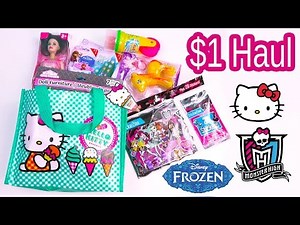 $1 Dollar Tree Hello Kitty Bag Disney Frozen Crashlings Blind Bags Toy Doll Dough Monster High Video