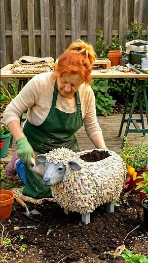 I Turned Fluffy Bath Mats Into Giant Cement Sheep Planters 🐑🌸
